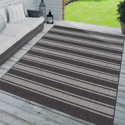 Produktbild von TT Home In-& Outdoorteppich Wetterfest Terrasse Geometrisches Design Gestreiftes Design Größe 60x100 cm
