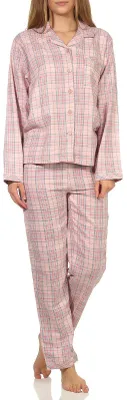 Produktbild von Damen langarm Flanell Pyjama Schlafanzug kariert - 202 201 15 602 ; rosa , 36