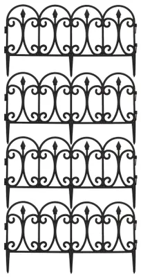 Produktbild von 4er Set Beeteinfassung Kunststoff Schwarz Rasenkante Beetumrandung 60,5 cm