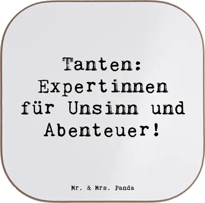 Produktbild von Mr. & Mrs. Panda Glasuntersetzer bedruckt Tante Abenteuer - Weiß - Geschenk, untersetzer, Bieruntersetzer personalisiert, Neffe, Personalisierte, Bierdeckel, Jubiläen