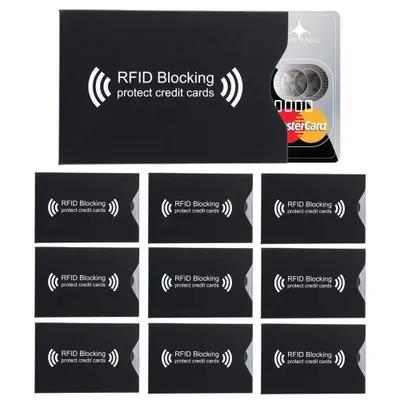 Immagine prodotto di Intirilife 10x RFID blocking protective cover in NERO - 10 pezzi RFID blocker per carte EC, carte bancarie, carte di credito, carte d'identità - carta di credito cover di sicurezza contro il furto di dati