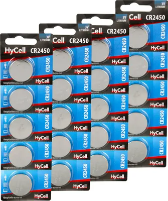 Produktbild von HyCell 20er Pack Lithium Knopfzellen CR2450 3V - Knopfbatterien - 20 Stück