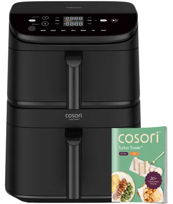 Immagine prodotto di Friggitrice ad aria COSORI Turbo Tower 10,8 L a doppia zona, 2 cestelli, rivestimento in Vetroceramica senza PFAS, 7 funzioni, 2630 W, nero, CAF-DC121-AEUR
