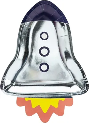 Produktbild von Raketen-Pappteller 6 Stück bunt 21,5 x 29,5 cm - Einheitsgröße