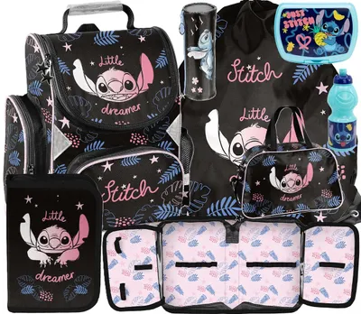 Produktbild von 7tlg Lilo und stitch Schulranzen set Rucksack Federtasche Sportbeutel Trinkflasche Brotdose schultasche Tornister fur madchen