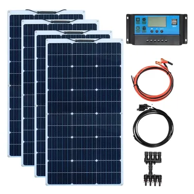 Obrázek produktu pro Sada solárních panelů, 200W flexibilní panely, kompatibilní s 12V baterií, 400W sada