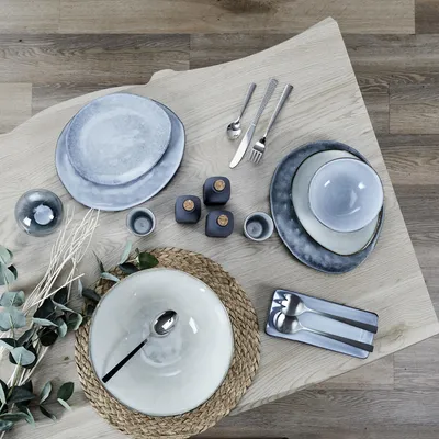 Image de 6 Assiette Plate 27.5 Cm Galet Gris - Au Grès Du Temps - Home Deco Factory - Cmp