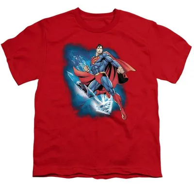 Image de T-shirt Superman - "Crystallize" pour enfants, modèle TV36711 (taille 152-158), couleur rouge