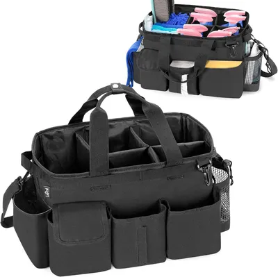 Imagen del producto de Bolsa de limpieza de nylon, 37,5 x 19,8 x 26 cm, con separador removible, para productos de limpieza