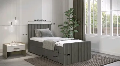 Obrázek produktu pro Boxspringová jednolůžková postel 80x200 VANTARA 2 - šedá