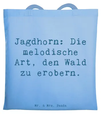 Produktbild von Mr. & Mrs. Panda Tote Bag Spruch Jagdhorn Magie - Sky Blue - Geschenk, Instrument, umhängebeutel, Einkaufstasche, Lernen, musikalische Tradition, Musiker, Jutebeutel