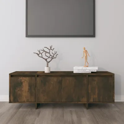 Productafbeelding van TV-meubel "Pollitz" van spaanplaat, afgewerkt in gerookt eiken. Afmetingen (lengte/breedte/hoogte): 120x30x40 cm