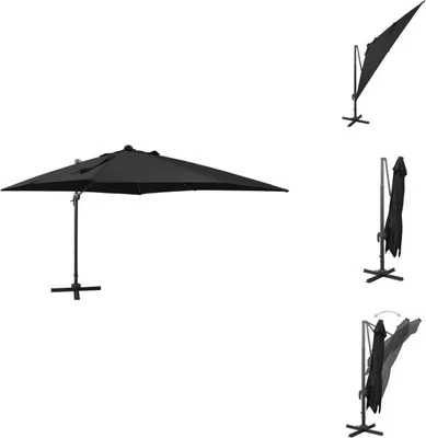 Produktbild von vidaXL Ampelschirm mit Mast und LED Schwarz 300 cm -  Sonnenschirme & Sonnenschutze