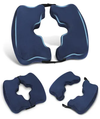 Image de Coussin d'assise en mousse à mémoire de forme, coussin d'assise ergonomique pour les hémorroïdes, coussin d'assise réglable en hauteur pour soulager le coccyx, pour le bureau, la maison et la voiture, bleu