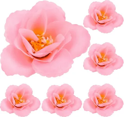 Produktbild von Dekolo Künstliche Blumen Blütenköpfe Rosen Dekorative Pflanzen Hochzeit 6 Stück Rosa