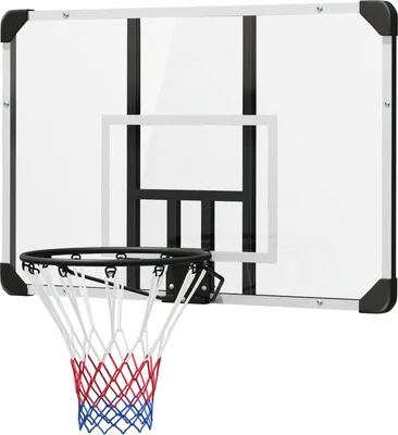 Produktbild von Basketballkorb Wandmontage mit Basketballbrett und Netz 113 x 61 x 73 cm aus Stahl für Outdoor Aktivitäten in Weiß