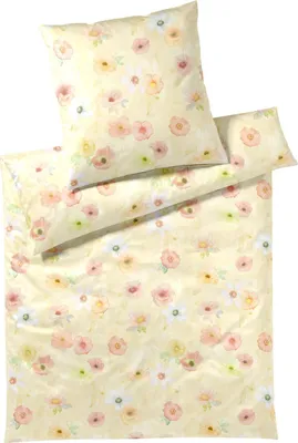 Produktbild von elegante Bettwäsche-Garnitur Mako-Jersey Pastel Jersey Farbe Gelb Größe 135x200+80x80