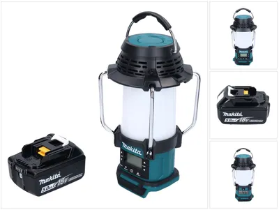 Produktbild von Makita DMR 055 T1 Akku Radio 18 V FM mit Laterne 360° Taschenlampe + 1x Akku 5,0 Ah - ohne Ladegerät