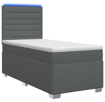 Image de vidaXL Lit boxspring avec matelas gris foncé 90 x 190 cm Tissu