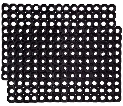 Produktbild von Rutschfeste, verbindbare Gummifußmatte – mit Abflusslöchern – Anti-Ermüdungseffekt – 60 cm x 40 cm – 2 Matten