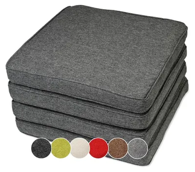 Produktbild von 4er Set wasserdichte und UV-beständige Stuhlkissen 45 x 45 x 5 cm - Polsterauflage für Stühle und Bänke - Sitzkissen für Innen- und Außenbereich - Anthrazit