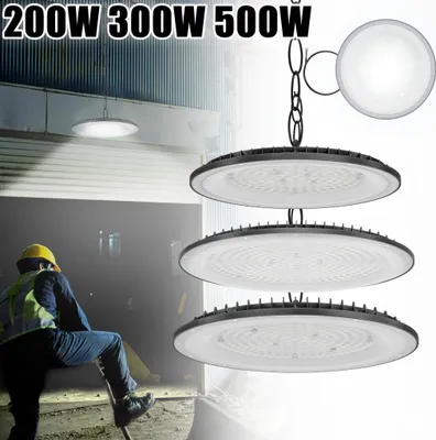 Zdjęcie produktu dla LZQ 500W LED UFO oświetlenie hali, 6000-6500K LED lampa przemysłowa IP65 zimna biel Wodoodporny reflektor halowy UFO LED do oświetlenia hal, oświetlenia warsztatów, fabryk, lotnisk, patio
