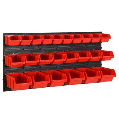 Image de Ensemble d'étagères d'atelier 26 pcs Rouge et noir 77x39 cm PP