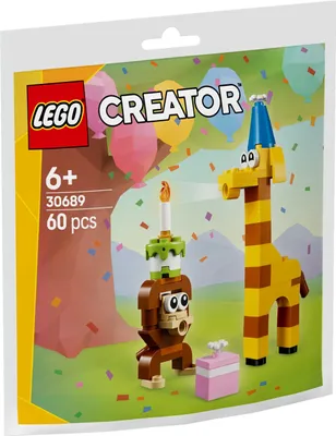 Produktbild von LEGO Geburtstagspartytiere Bausatz Creator Polybag, 60 Teile, 180x170x30 mm, 6-99 Jahre, Mehrfarbig