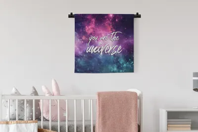 Produktbild von MuchoWow® Wandteppich Wandbehang Sprichwörter - 'Du bist das Universum' - Zitate - Raum - Jungen - Mädchen - Kinder 60x60 cm Tapisserie Dekoration Wandtuch - Dekorationen - Wand Decke