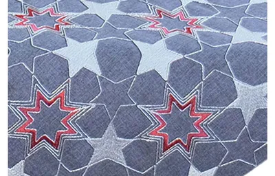 Produktbild von Tischwäsche mit Sternenstickerei 40 x 140 cm - grau/rot