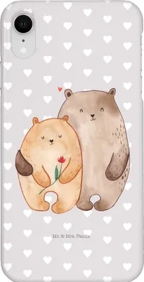 Produktbild von Mr. & Mrs. Panda Iphone XR Handyhülle Bären Liebe - Grau Pastell - Geschenk, Umarmung, Handy Case, Hochzeitstag, Kuscheln, Verliebt, Freundin, Premium Kunststoff