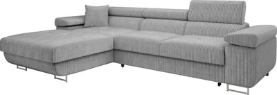 Produktbild von MIRJAN24 Ecksofa Torezio Mini Cord, Stilvoll Eckcouch mit Bettkasten und Schlaffunktion, Einstellbare Kopfstützen, 280x170x70-90 cm (Farbe: Poso 110, Seite: Links)
