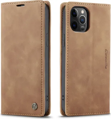 Obrázek produktu pro iPhone 12 / 12 Pro Pouzdro, RetroPolyuretanKožené Pouzdro s Funkcí Stojánku pro iPhone 12 / iPhone 12 Pro Hnědý