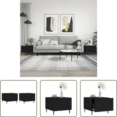 Produktbild von The Living Store Couchtische 2 Stk. Schwarz 50x50x40 cm Holzwerkstoff
