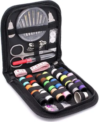 Produktbild von Reise-Nähset, 70 Premium Nähzubehör, Mini-Nähset für Heimwerker, Anfänger, Notfälle, Kinder, Reisen und Zuhause, mit Schere, Kausche, Garn, Nadel