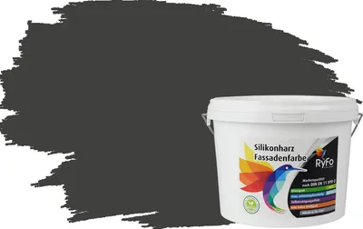 Produktbild von RyFo Colors Silikonharz Fassadenfarbe Lotuseffekt Trend Graphitschwarz 3l - bunte Fassadenfarbe, weitere Grau Farbtöne und Größen erhältlich, Deckkraft Klasse 1
