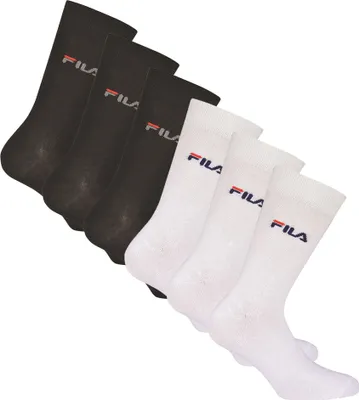 Produktbild von FILA Unisex Socken, 6er Pack - Strümpfe, Street, Lifesyle, Sport (2x 3 Paar) Schwarz/Weiß 43-46