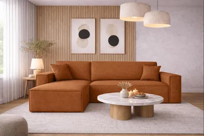 Produktbild von Kaiser Möbel Ecksofa mit schlaffunktion und bettkasten, Ecksofa L-Form, Eckcouch L-Form BEST stoff NEVE Links Kupfer