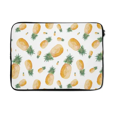 Produktbild von MuchoWow® Laptop Hülle 13 Zoll Ananas - Obst - Weiß Laptoptasche - Laptophülle - Sleeve - Rundumschutz