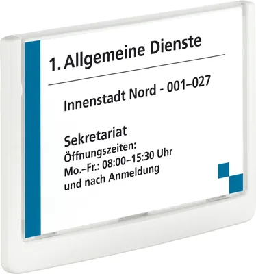 Obrázok produktu pre Odolný štítok na dvere 4861 02 CLICK SIGN, biely rám, 149 x 105,5 mm, transparentný