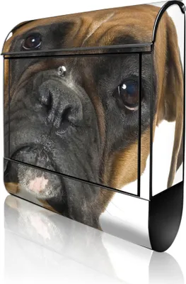 Produktbild von banjado Design Briefkasten Stahl schwarz mit Zeitungsfach pulverbeschichtet "Boxer" 38x46x12,5cm & 2 Schlüssel - Postkasten A4 Einwurf inkl. Montagematerial [BKSCH 10110]