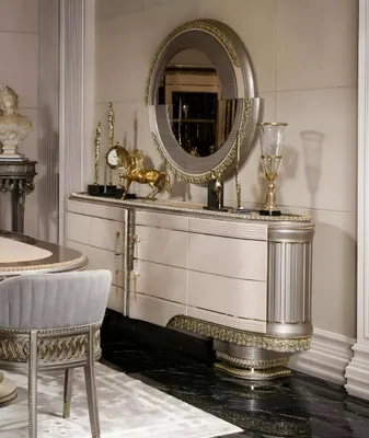 Immagine prodotto di Credenza classica con specchio, mobili di design in legno per il soggiorno