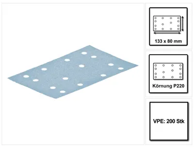 Produktbild von Festool STF 80x133 Schleifstreifen Granat P220 80 x 133 mm 200 Stk. ( 2x 497123 ) für Rutscher RTS 400, RTSC 400, RS 400, RS 4, LS 130