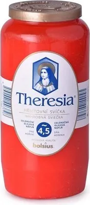 Obrázek produktu pro Bolsius Theresia - hřbitovní svíčka, olejový vklad 320 g,  100 h, s víčkem, červená