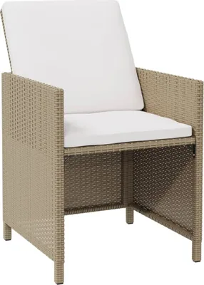 Zdjęcie produktu dla VidaXL 316781, Taras, Obite siedzisko, Poliester, Technorattan, Stal, Kremowy, Biały, 520 mm, 560 mm