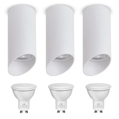 Produktbild von 3x Spot Aluminium Anbauleuchte warmweiß 3000K 7W GU10 3 Stück LED Leuchtmittel