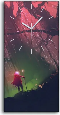 Produktbild von Dekor Leinwand Uhr Wandbilder 30x60 Kunst Mann mit Zauberstange Riesenbaum - weiße Hände