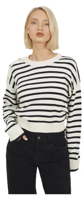 Immagine prodotto di Brave Soul - Maglione da donna, scollo rotondo, cotone WH525 (S) (avorio/nero)