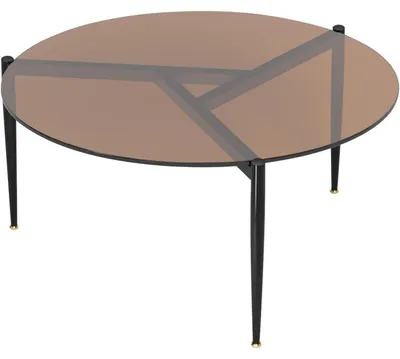 Image de Table basse en verre doré 80×80x40 cm - Table de salon ronde moderne