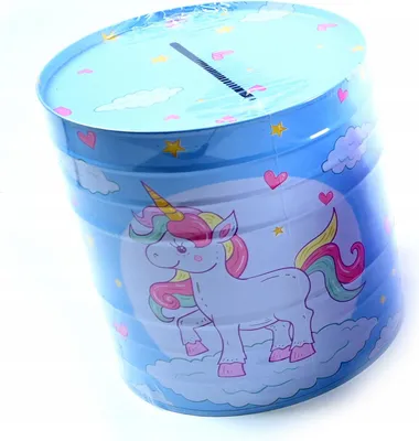 Produktbild von Einhorn Spardose Metall 14cm - Bunte Sparbüchse für Kinder - Nur mit Dosenöffner zu öffnen